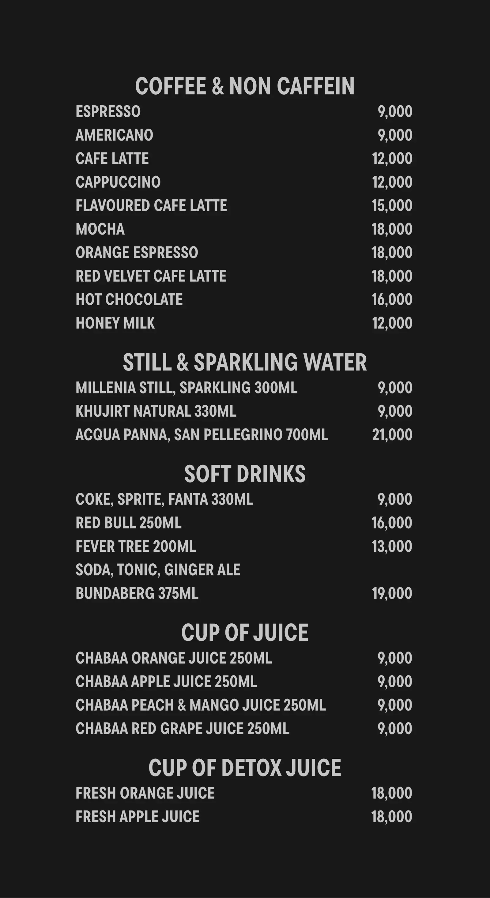 Lounge-Non-Alcohol menu, page 2